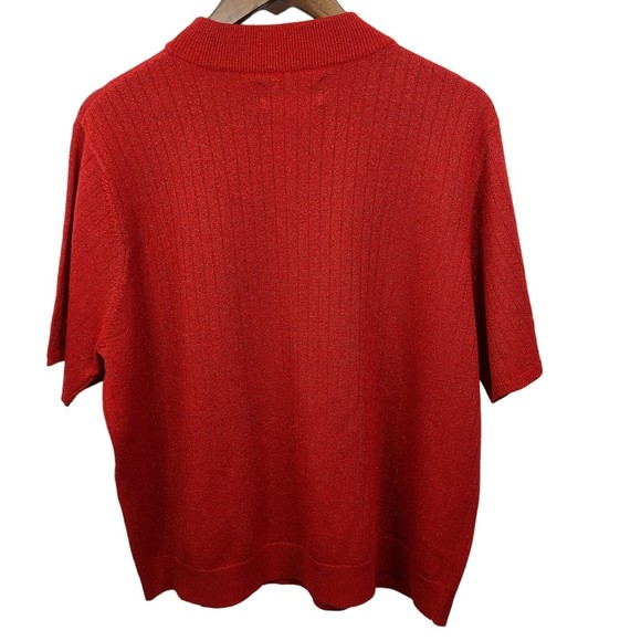 Sag Harbor Metallic Red Short Sleeve Knit Shirt Womens 2X - Picture 2 of 4